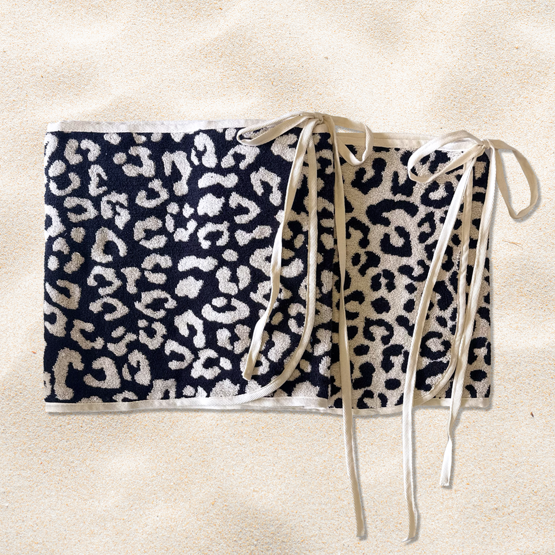 Black+White Leopard Reversible Towel Wrap Skirt
