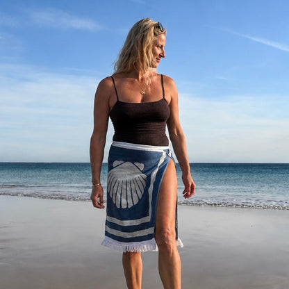 Blue Shell Split Tassel Towel Skirt