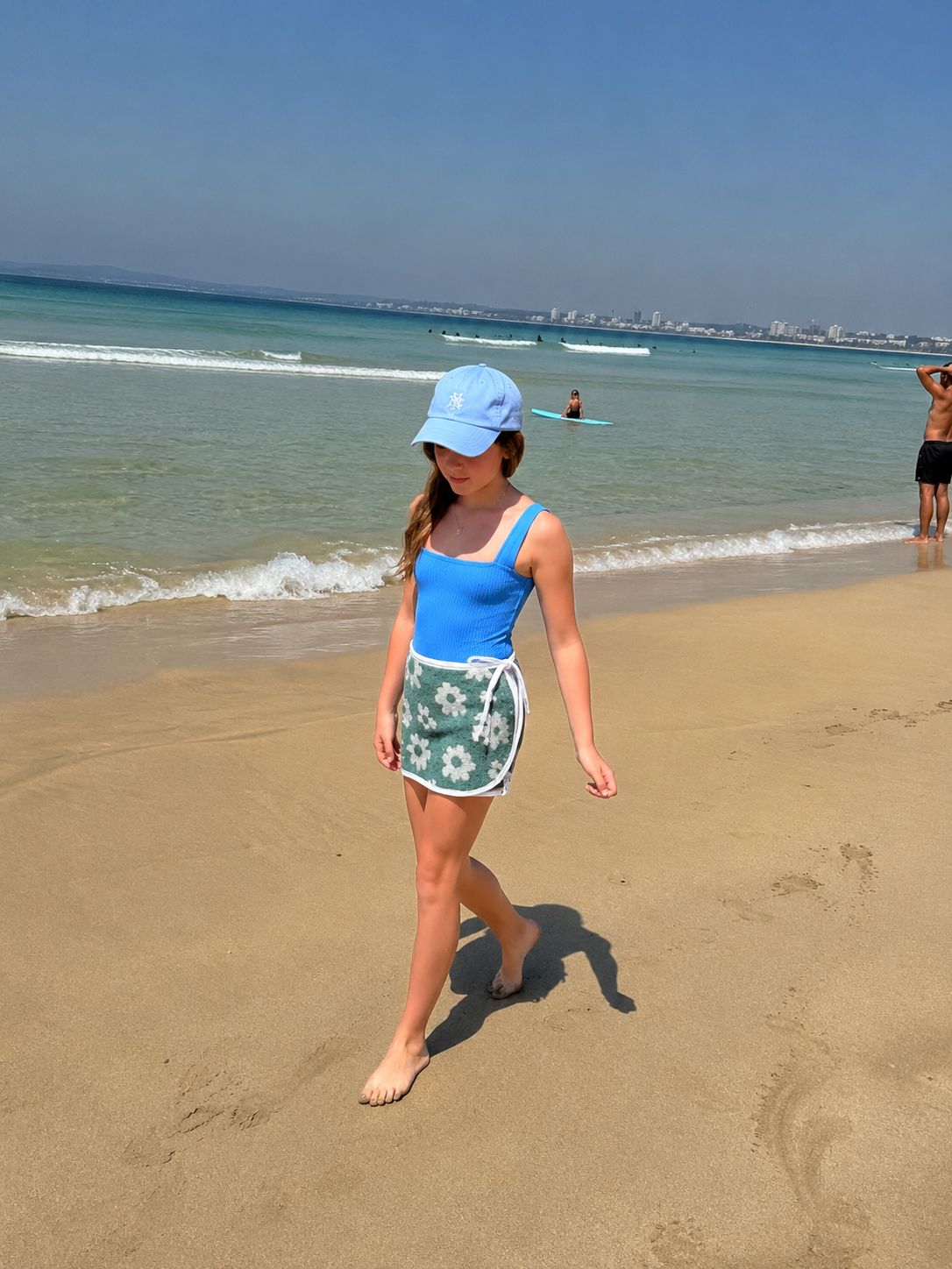 Kids - Teal Daisy Towel Wrap Skirt