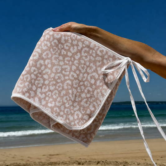 Dusty Pink Leopard Reversible Towel Wrap Skirt