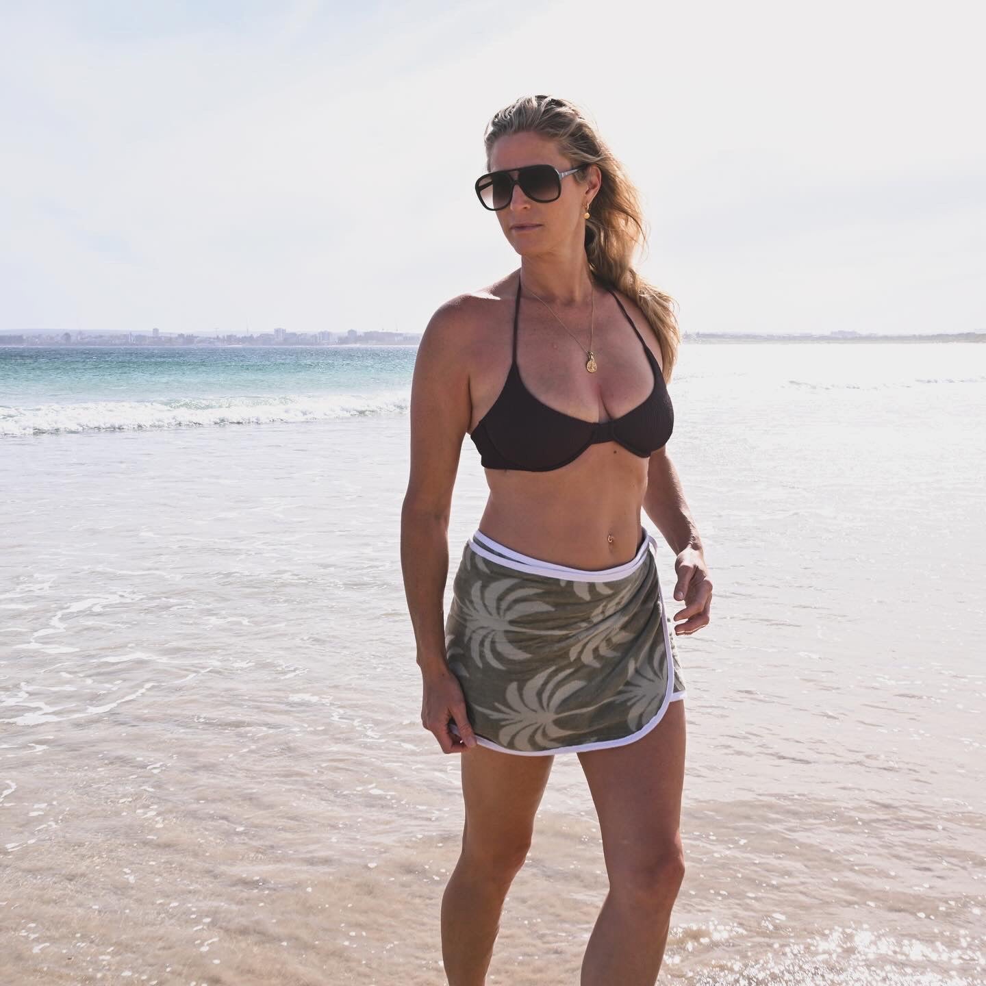 Khaki Palm Towel Wrap Skirt