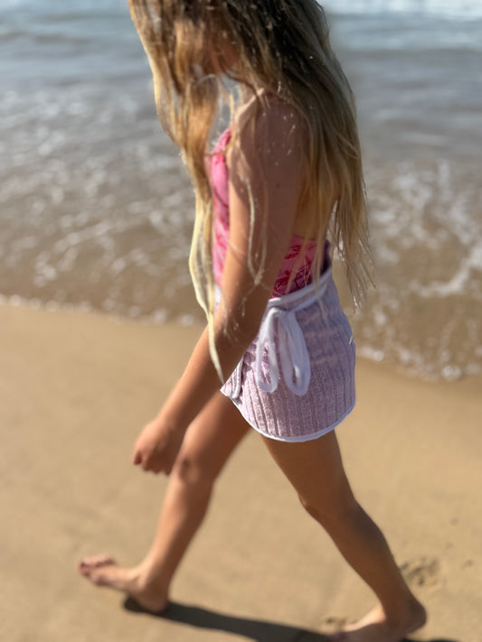 Kids - Purple Stripe Towel Wrap Skirt