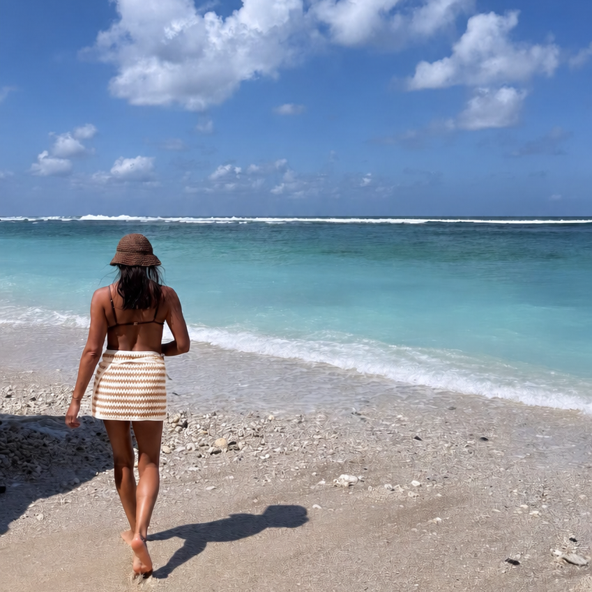 Caramel Chevron Towel Wrap Skirt