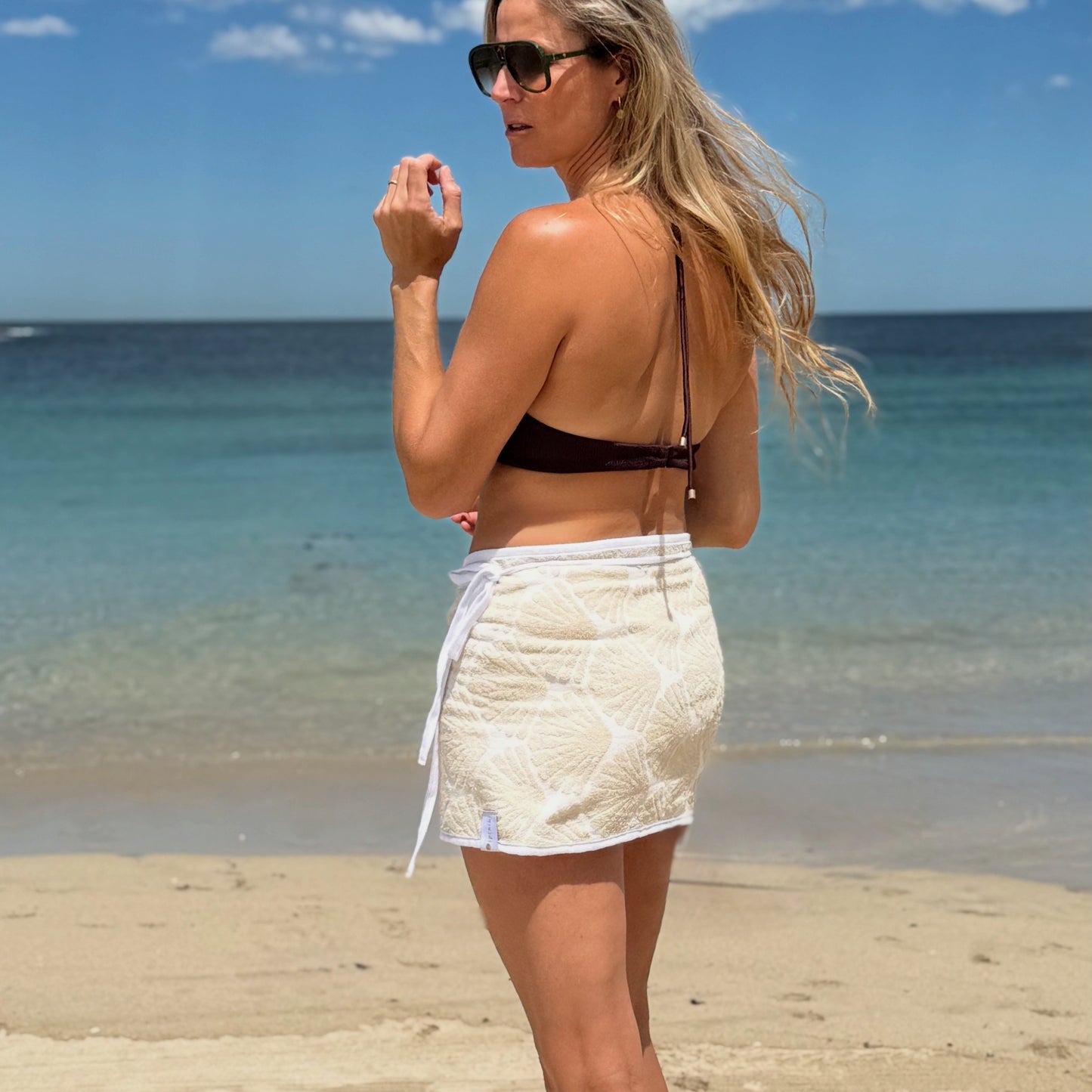 White Shell Towel Wrap Skirt