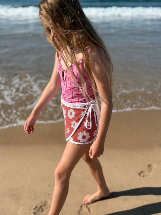 Kids -  Clay Daisy Towel Wrap Skirt