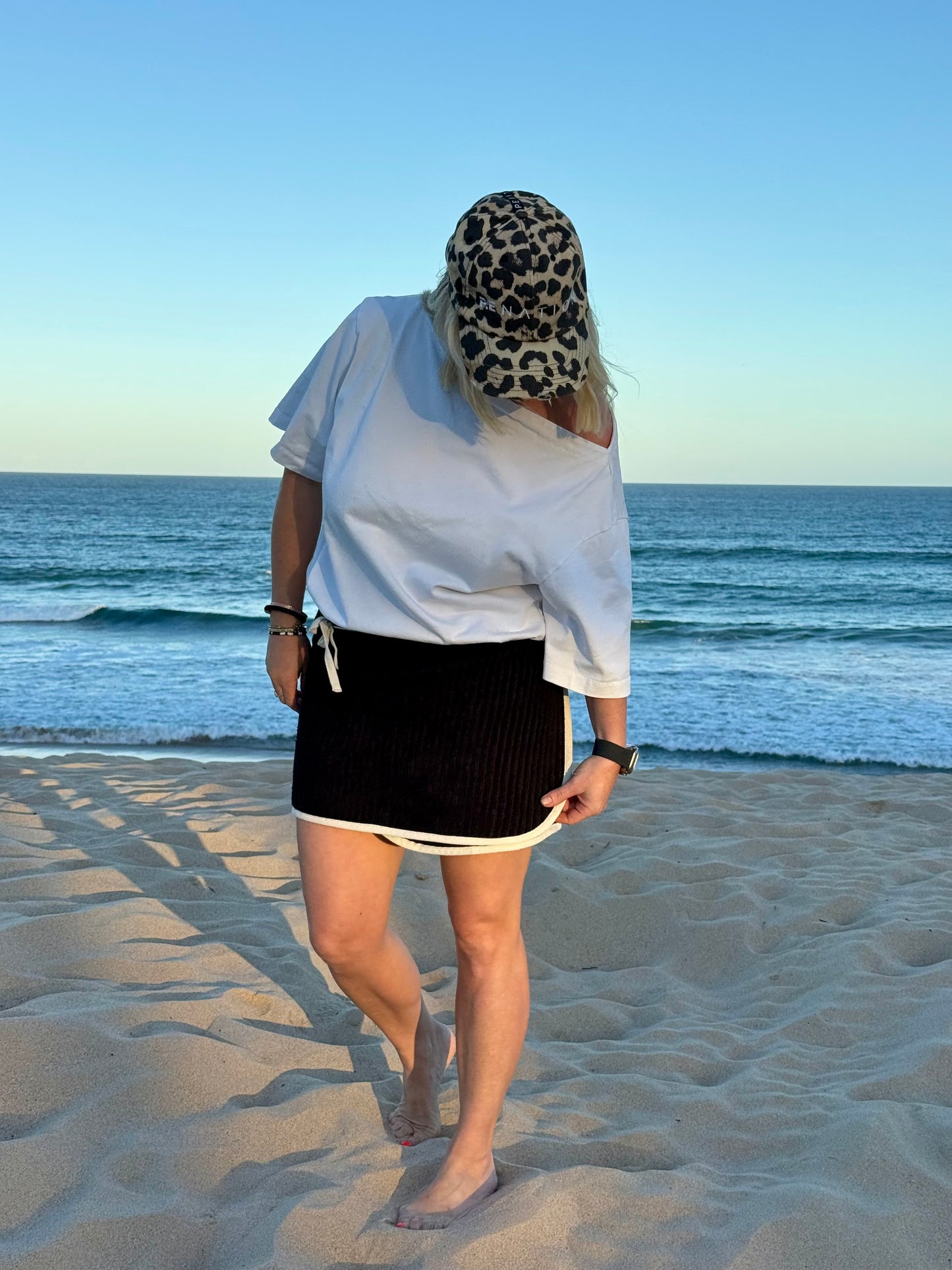 Black Channel Towel Wrap Skirt