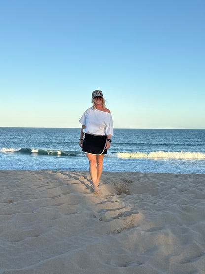 Black Channel Towel Wrap Skirt