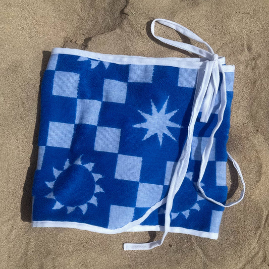Blue Suns Towel Wrap Skirt