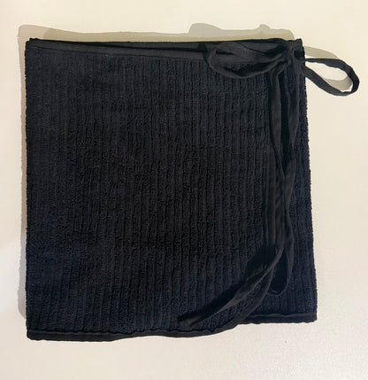 Black on Black Channel Towel Wrap Skirt