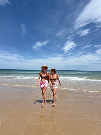 Pink Checked Suns Towel Wrap Skirt