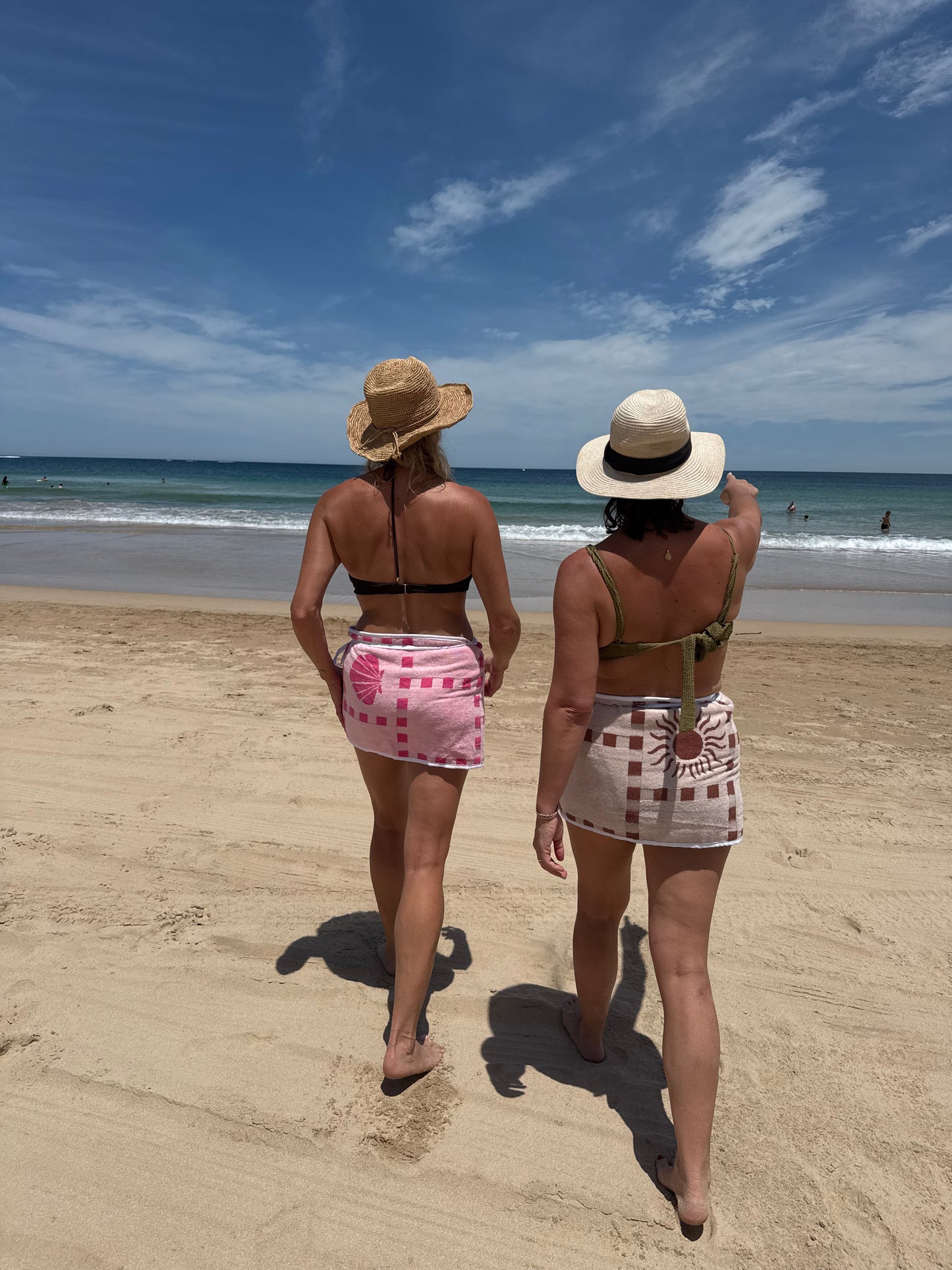 Pink Checked Suns Towel Wrap Skirt