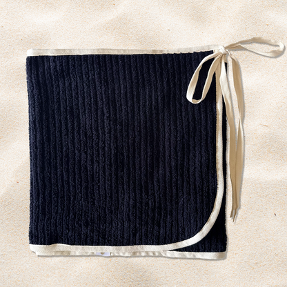Black Channel Towel Wrap Skirt