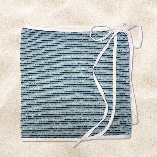 Retro Blue Pin Stripe Towel Wrap Skirt