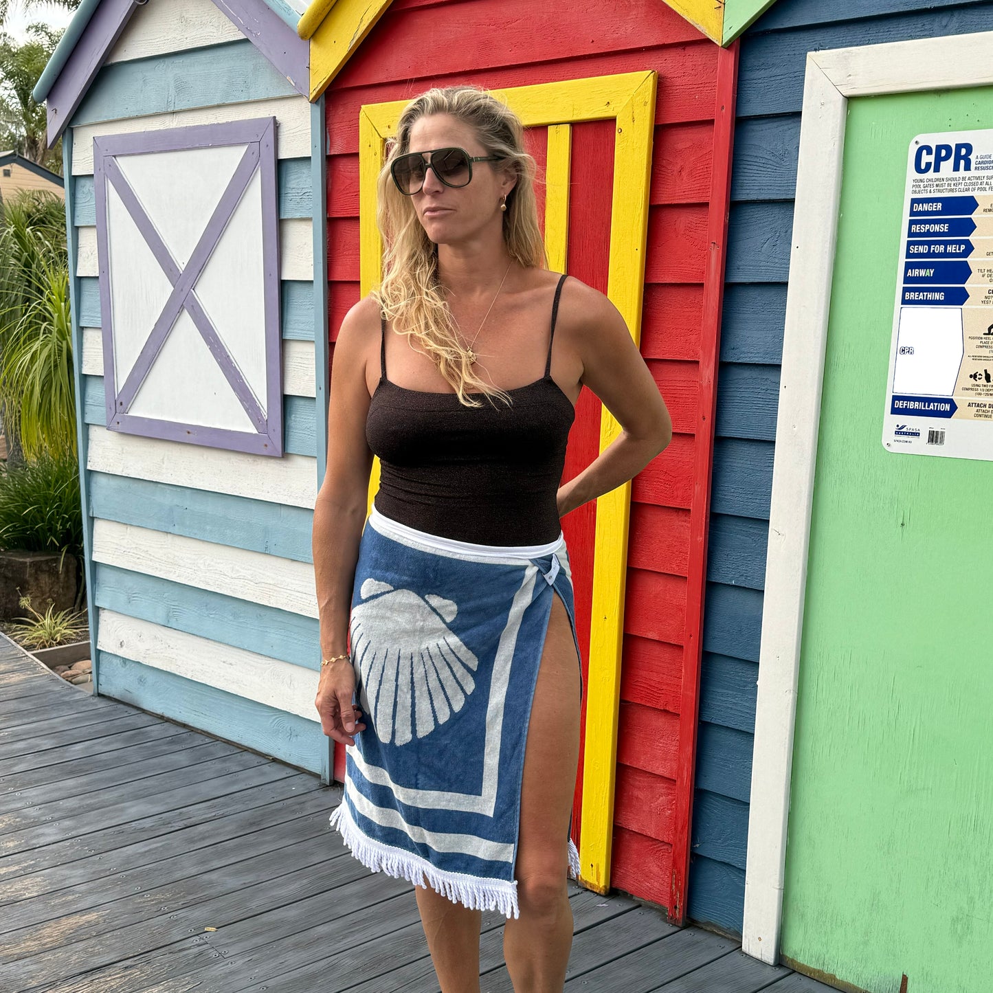 Blue Shell Split Tassel Towel Skirt