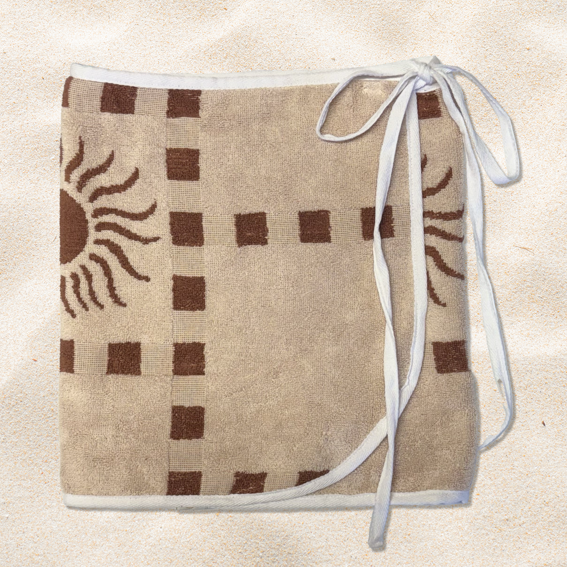 Brown Checked Suns Towel Wrap Skirt