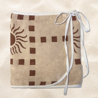 Brown Checked Suns Towel Wrap Skirt