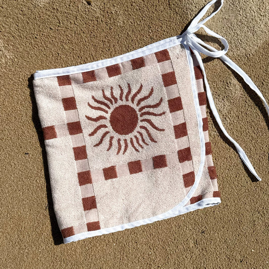 Kids - Brown Checked Suns Towel Wrap Skirt
