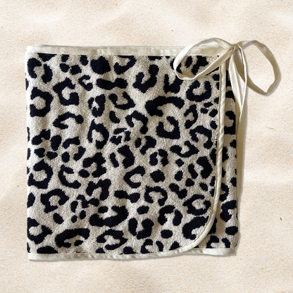 Black+White Leopard Reversible Towel Wrap Skirt