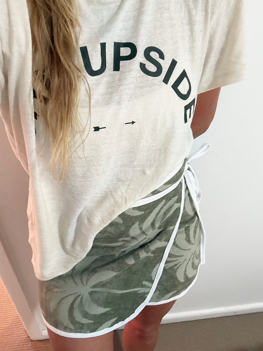 Khaki Palm Towel Wrap Skirt