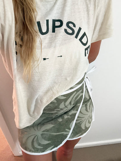 Khaki Palm Towel Wrap Skirt