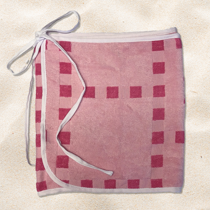 Pink Checked Suns Towel Wrap Skirt