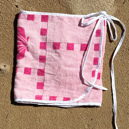 Pink Checked Suns Towel Wrap Skirt