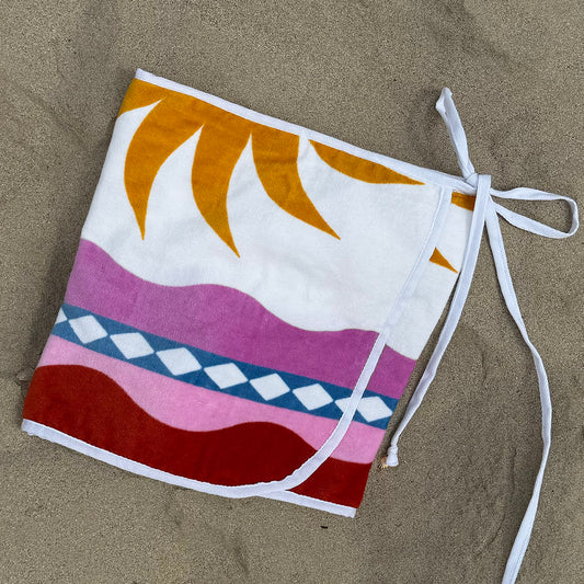 Pink/Red Wave Towel Wrap Skirt