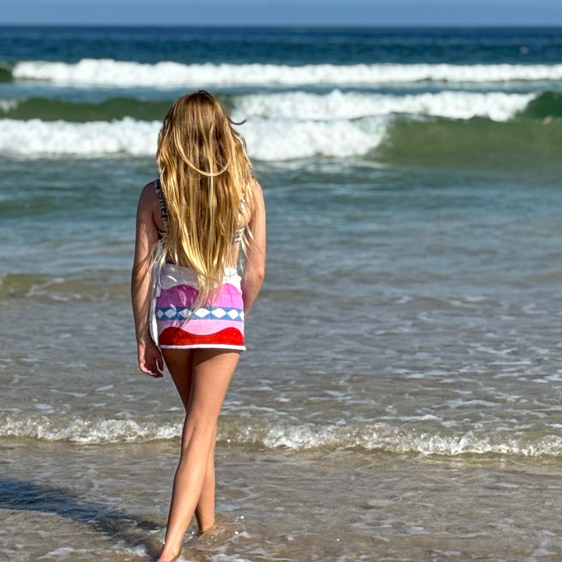 Kids - Pink Wave Towel Wrap Skirt