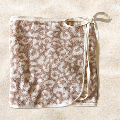Dusty Pink Leopard Reversible Towel Wrap Skirt