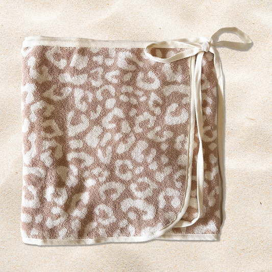 Dusty Pink Leopard Reversible Towel Wrap Skirt