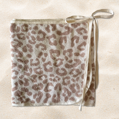 Dusty Pink Leopard Reversible Towel Wrap Skirt